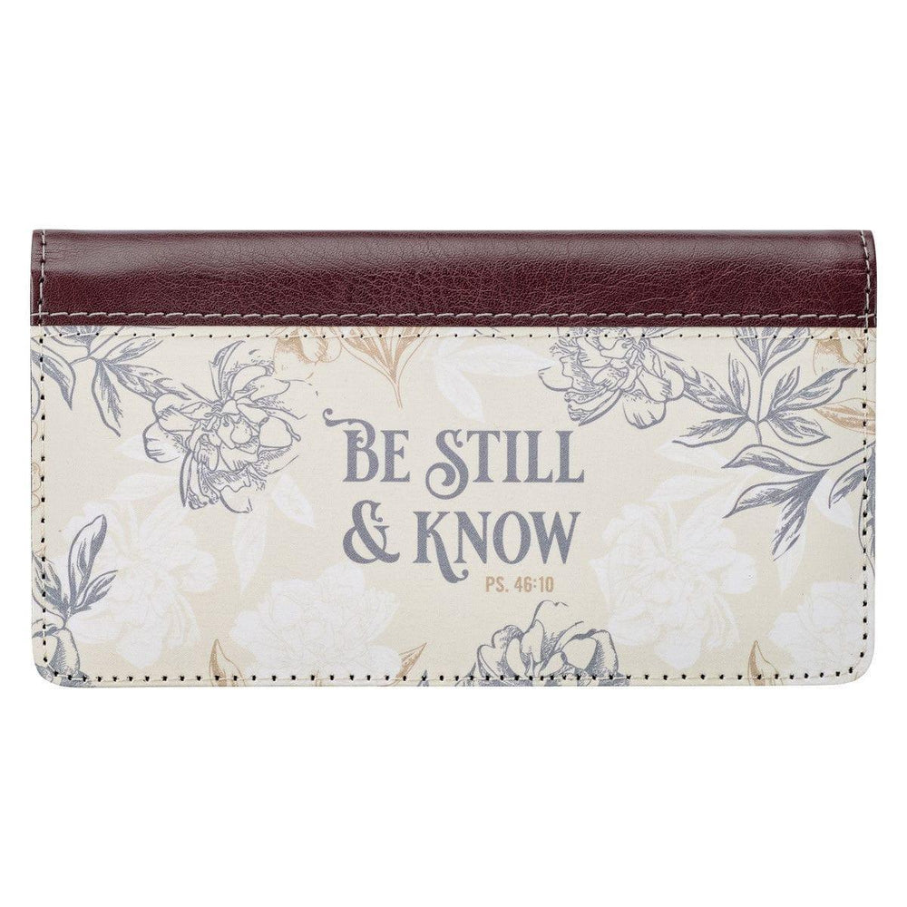 Be Still & Know Neutral Florals Faux Leather Checkbook Cover– Psalm 46:10 - Pura Vida Books