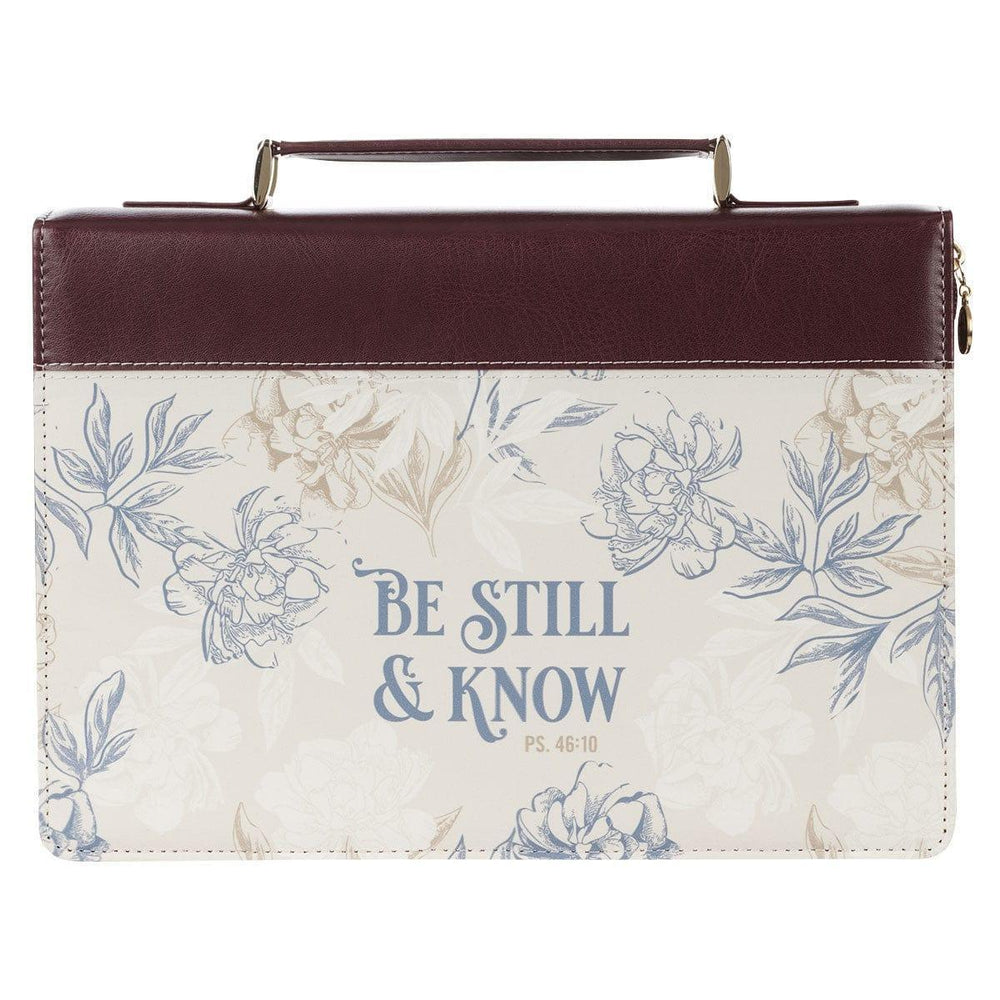 Be Still and Know Neutral Florals Faux Leather Fashion Bible Cover – Psalm 46:10 - Pura Vida Books
