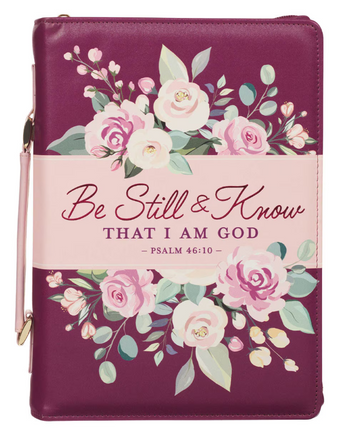 Be Still and Know Pearlescent Plum Fashion Bible Cover - Salmo 46:10