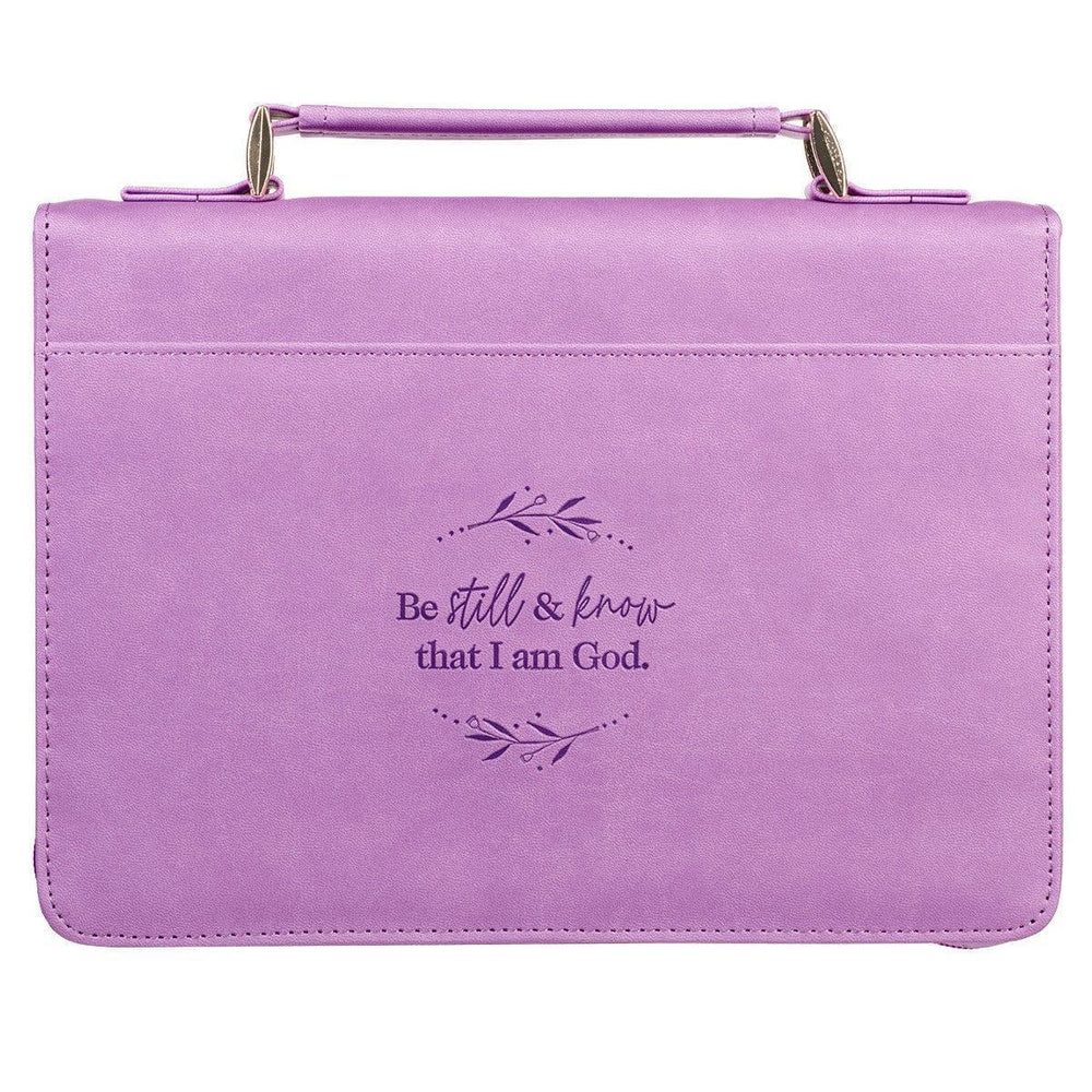 Be Still & Know Purple Laurel Faux Leather Fashion Bible Cover - Psalm 46:10 - Pura Vida Books