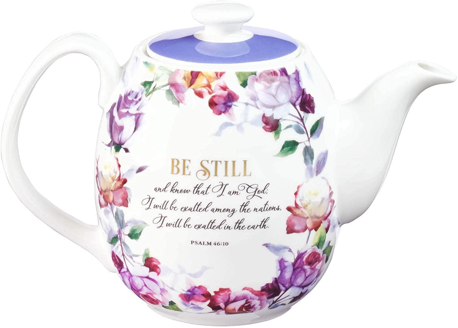 Be Still and Know Teapot in Purple - Psalm 46:10 - Pura Vida Books