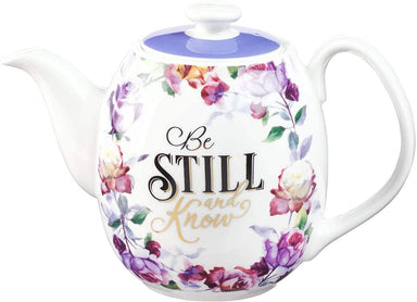 Be Still and Know Teapot in Purple - Psalm 46:10 - Pura Vida Books