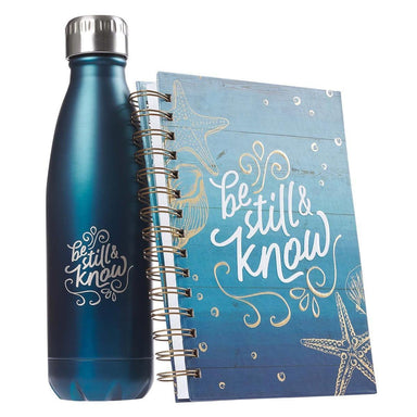 Be Still & Know Water Bottle and Journal Gift Set for Women - Psalm 46:10 - Pura Vida Books