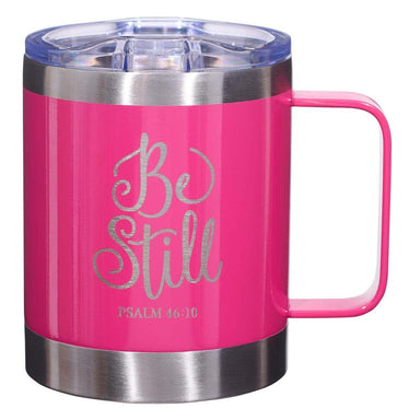 Be Still Pink Camp Style Stainless Steel Mug - Psalm 46:10 - Pura Vida Books