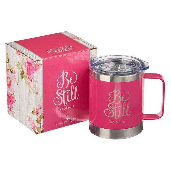 Be Still Pink Camp Style Stainless Steel Mug - Psalm 46:10 - Pura Vida Books