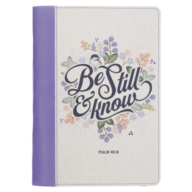 Be Still Purple Pasture Faux Leather Journal with Zippered Closure - Psalm 46:10 - Pura Vida Books