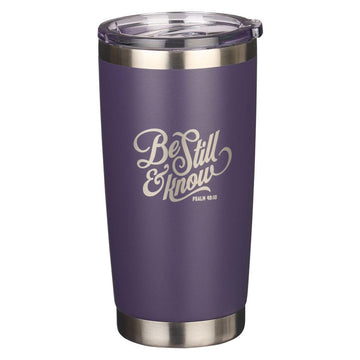 Be Still Purple Stainless Steel Mug - Psalm 46:10 - Pura Vida Books