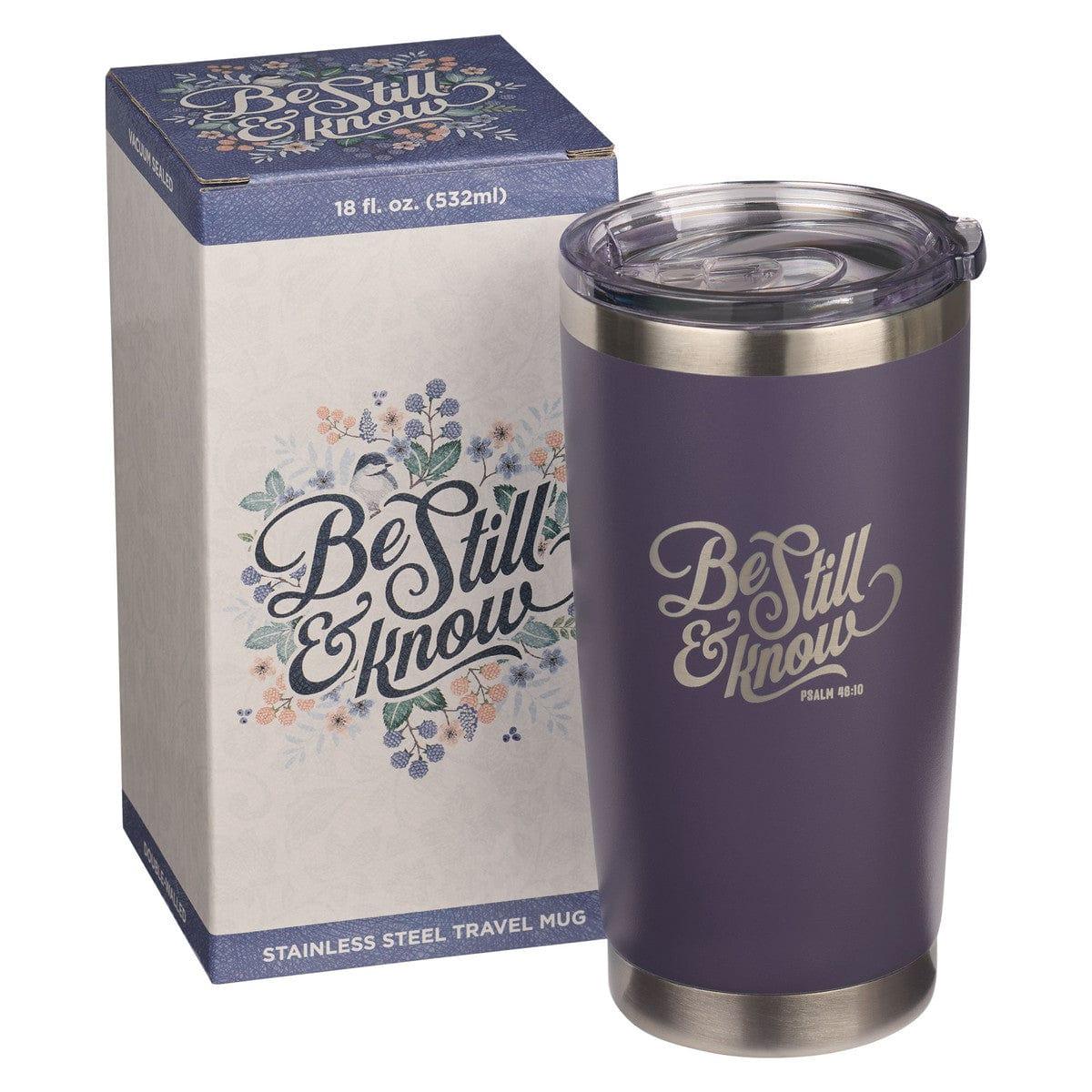 Be Still Purple Stainless Steel Mug - Psalm 46:10 - Pura Vida Books