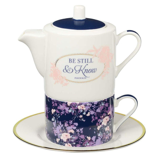 Be Still Tea for One Tea Set - Psalm 46:10 - Pura Vida Books