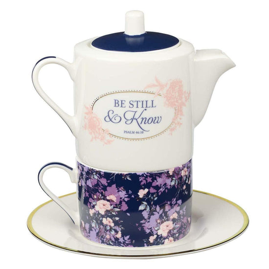 Be Still Tea for One Tea Set - Psalm 46:10 - Pura Vida Books