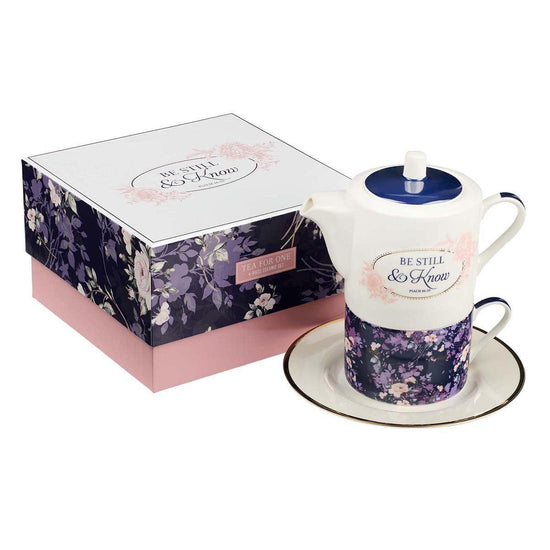 Be Still Tea for One Tea Set - Psalm 46:10 - Pura Vida Books