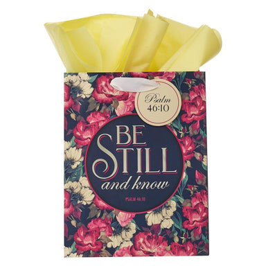Be Still Vintage Floral Medium Gift Bag – Psalm 46:10 - Pura Vida Books