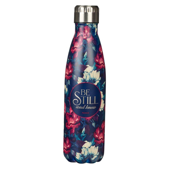 Be Still Vintage Floral Stainless Steel Water Bottle – Psalm 46:10 - Pura Vida Books