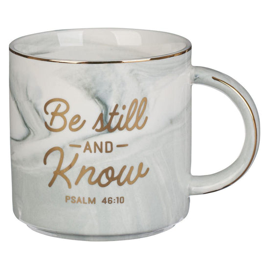 Be Still White Marbled Ceramic Coffee Mug - Pura Vida Books