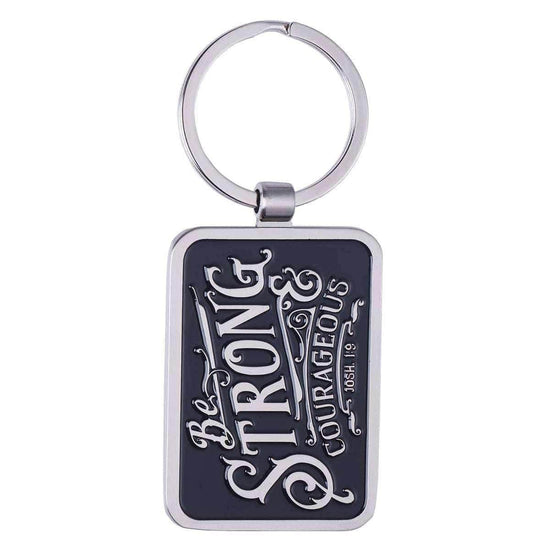 Be Strong & Courageous Black Metal Key Ring in Gift Tin - Joshua 1:9 - Pura Vida Books