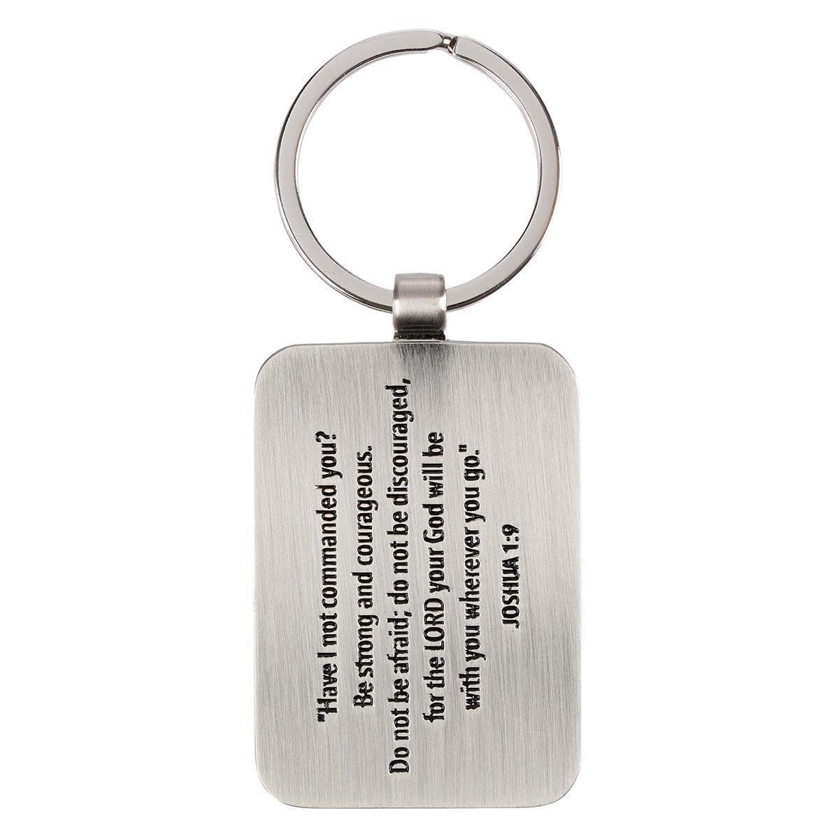 Be Strong & Courageous Black Metal Key Ring in Gift Tin - Joshua 1:9 - Pura Vida Books