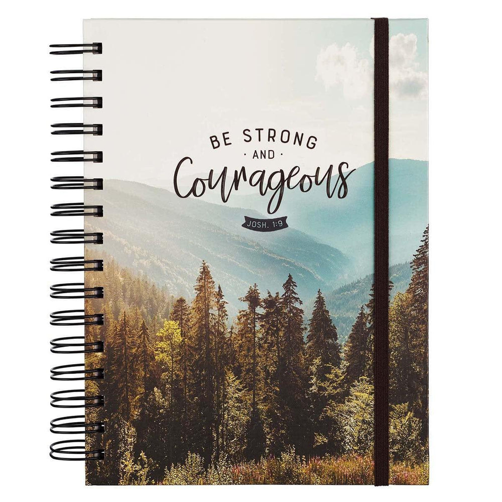 Be Strong and Courageous Large Wirebound Journal with Elastic Closure - Joshua 1:9 - Pura Vida Books