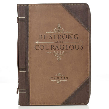 Be Strong and Courageous Portfolio Design Faux Leather Classic Bible Cover - Joshua 1:9 - Pura Vida Books