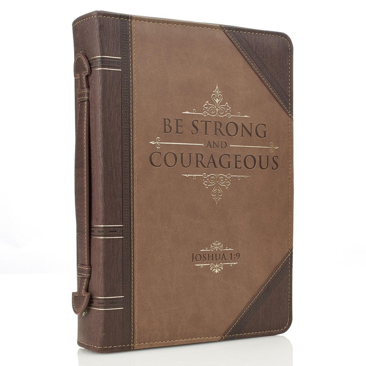 Be Strong and Courageous Portfolio Design Faux Leather Classic Bible Cover - Joshua 1:9 - Pura Vida Books