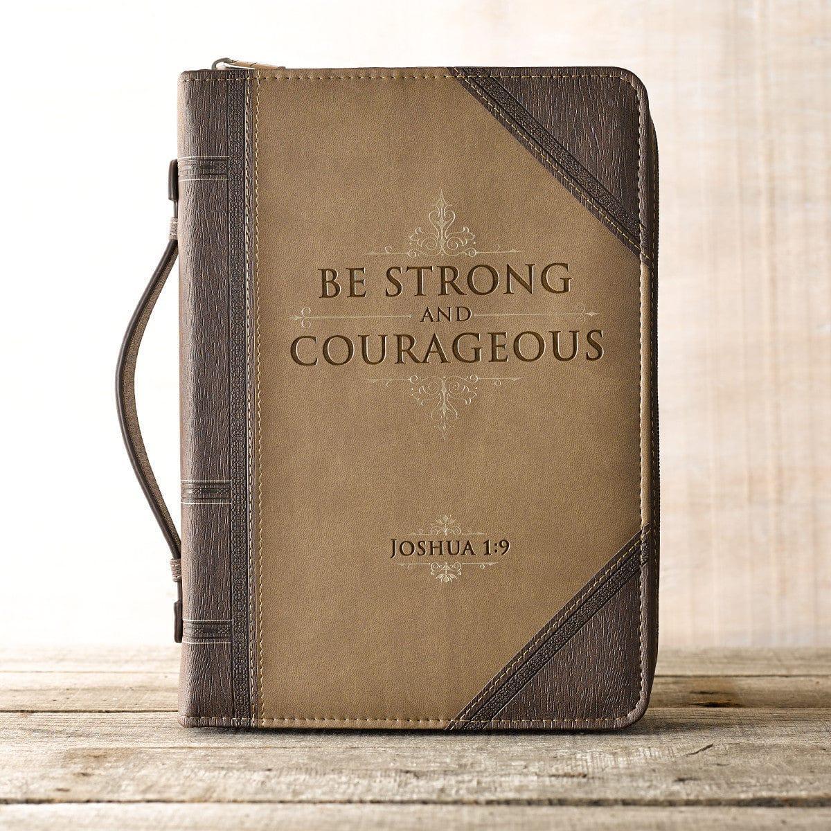 Be Strong and Courageous Portfolio Design Faux Leather Classic Bible Cover - Joshua 1:9 - Pura Vida Books