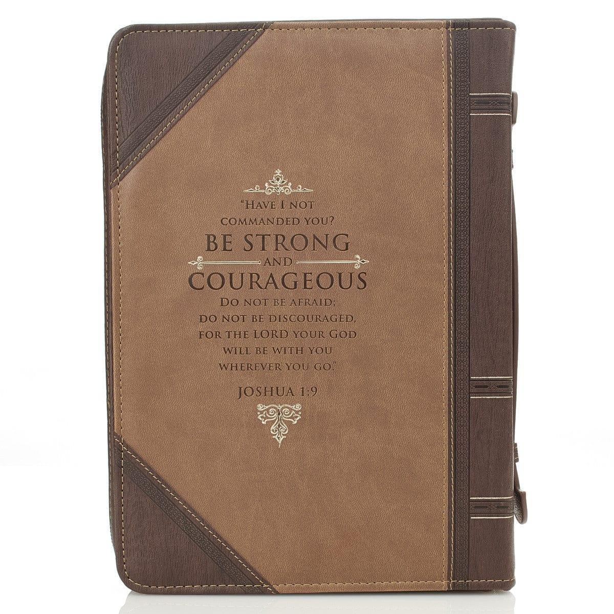 Be Strong and Courageous Portfolio Design Faux Leather Classic Bible Cover - Joshua 1:9 - Pura Vida Books