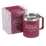 Be Strong & Courageous Very Berry Camp Style Stainless Steel Mug - Joshua 1:9 - Pura Vida Books