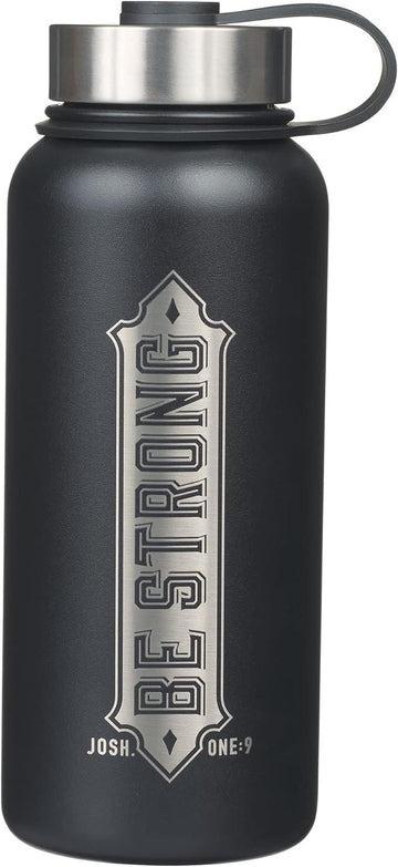 Be Strong Black Stainless Steel Water Bottle - Pura Vida Books