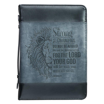 Be Strong Lion Two-Tone Classic Bible Cover - Joshua 1:9 - Pura Vida Books