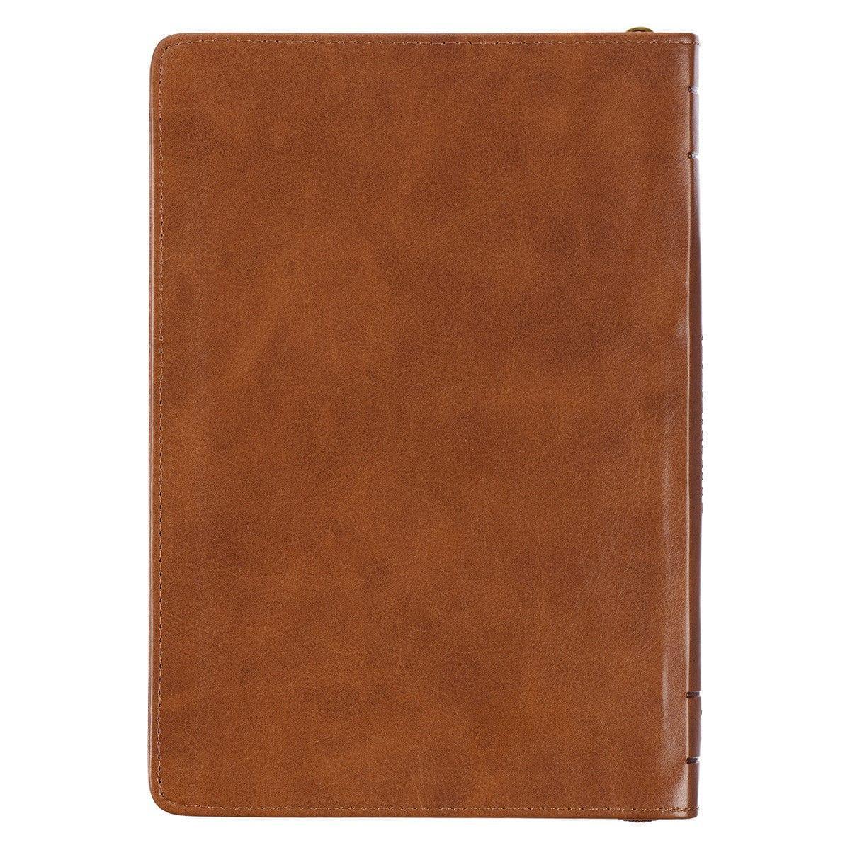 Be Strong Toffee Brown Faux Leather Classic Journal with Zippered Closure - Joshua 1:9 - Pura Vida Books