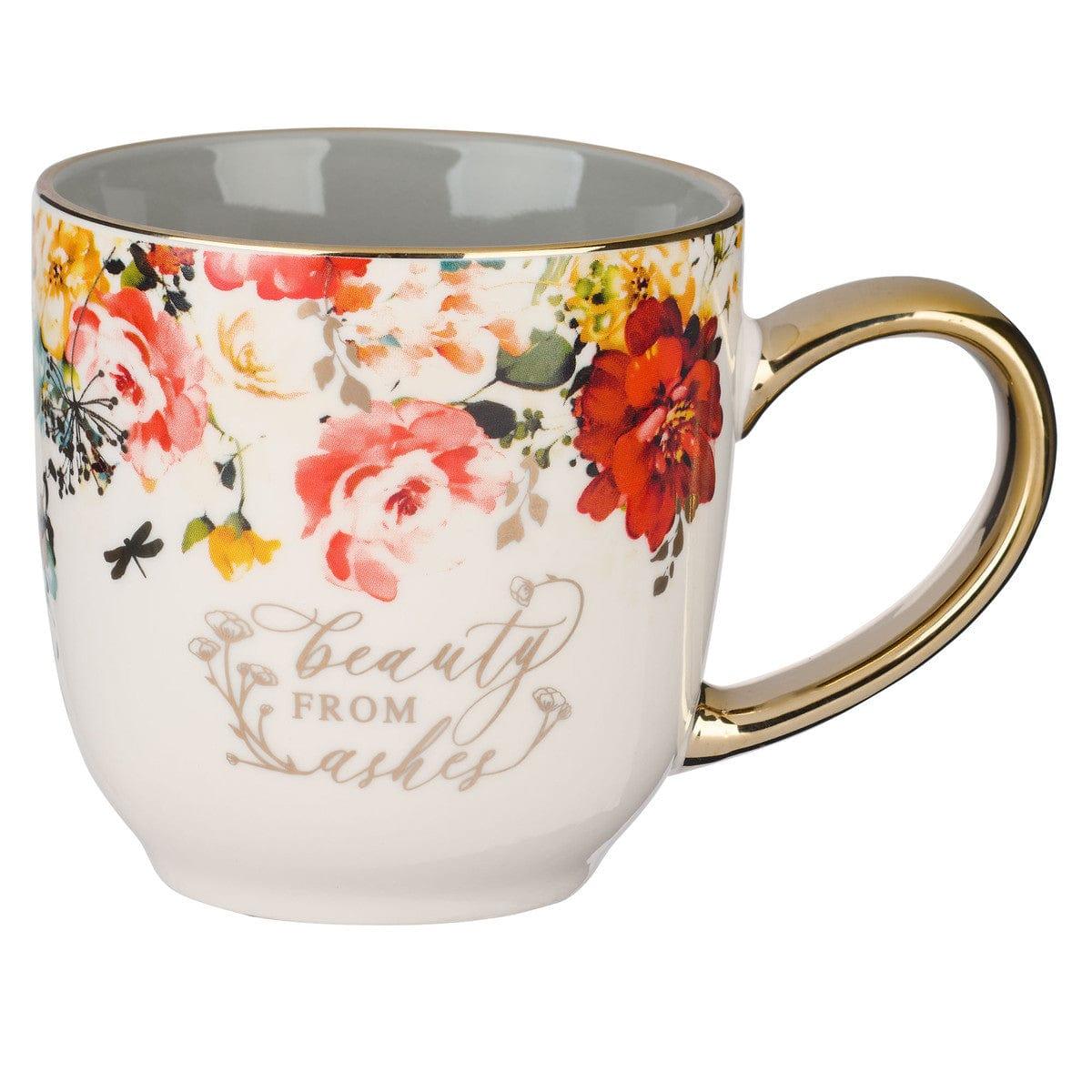 Beauty From Ashes Red Marigold Ceramic Mug - Isaiah 61:3 - Pura Vida Books