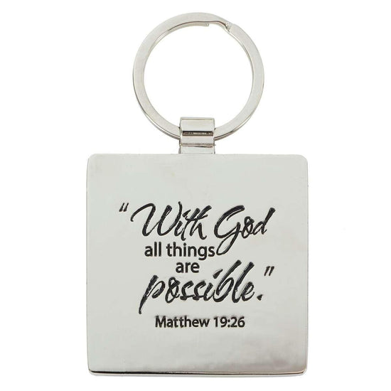 Believe - Matthew 19:26 Metal Keyring - Pura Vida Books