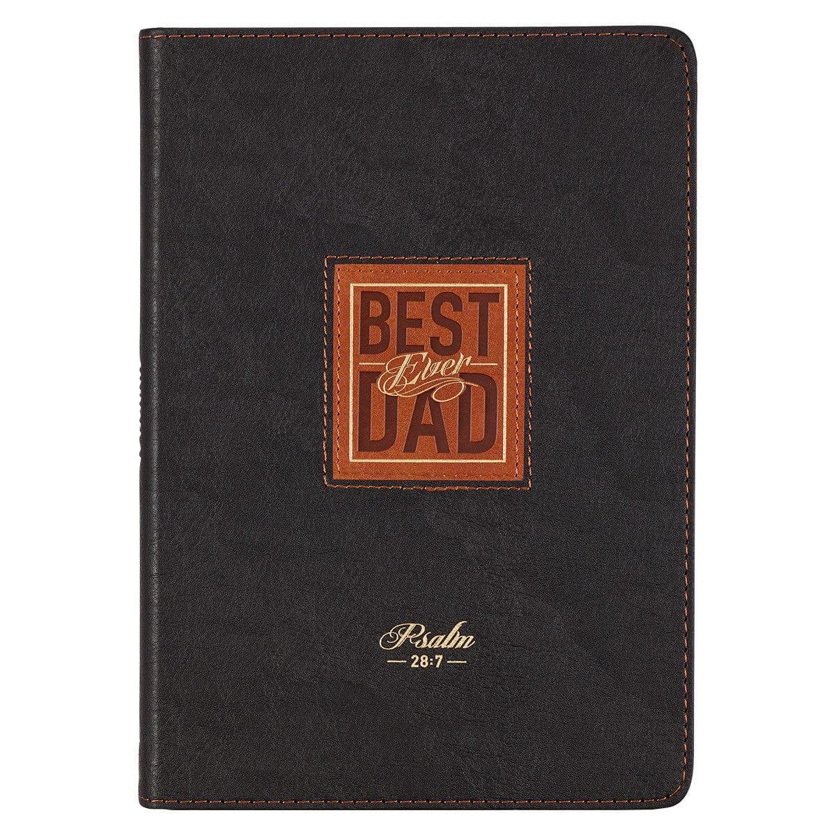 Best Dad Ever Brown Faux Leather Classic Journal - Psalm 28:7 - Pura Vida Books