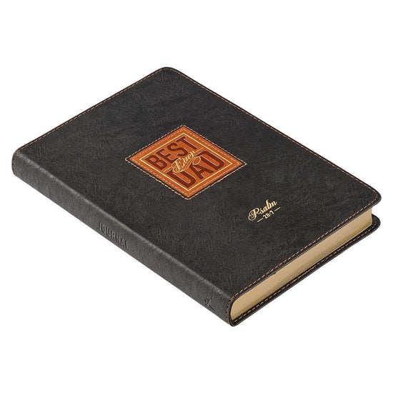 Best Dad Ever Brown Faux Leather Classic Journal - Psalm 28:7 - Pura Vida Books