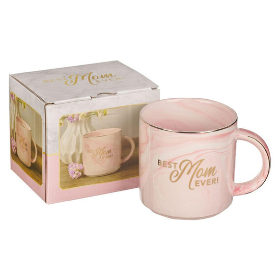 Best Mom Ever Pink Marbled Ceramic Coffee Mug - Pura Vida Books