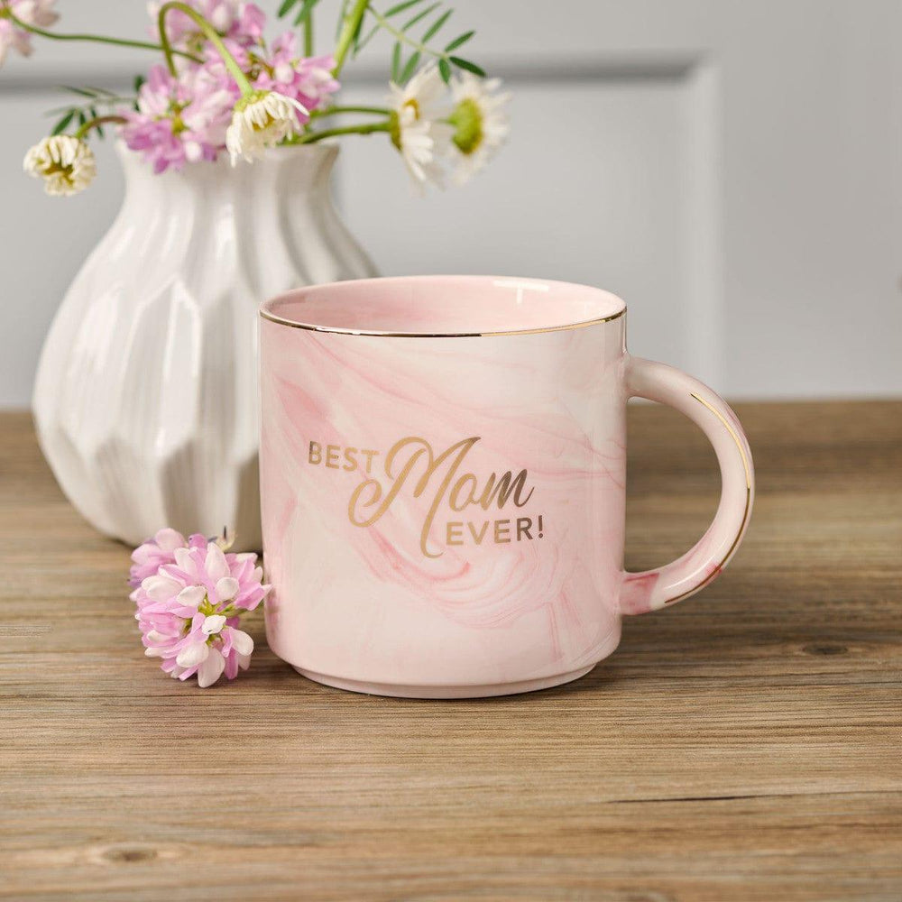 Best Mom Ever Pink Marbled Ceramic Coffee Mug - Pura Vida Books