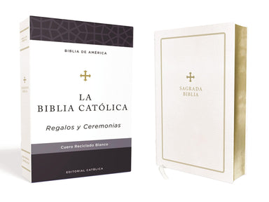 Biblia Católica, Regalos y Ceremonias, color Blanca, Cuero Reciclado - Pura Vida Books