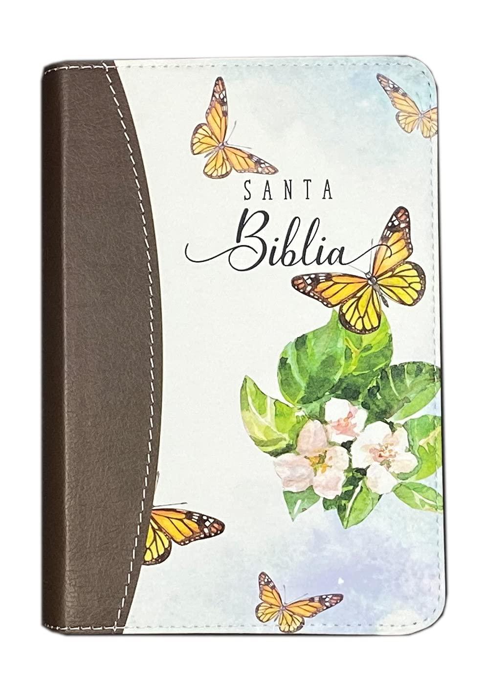 Biblia Compacta (portatil) Reina Valera 2020 para Mujer imit. piel mariposas cafe - Pura Vida Books