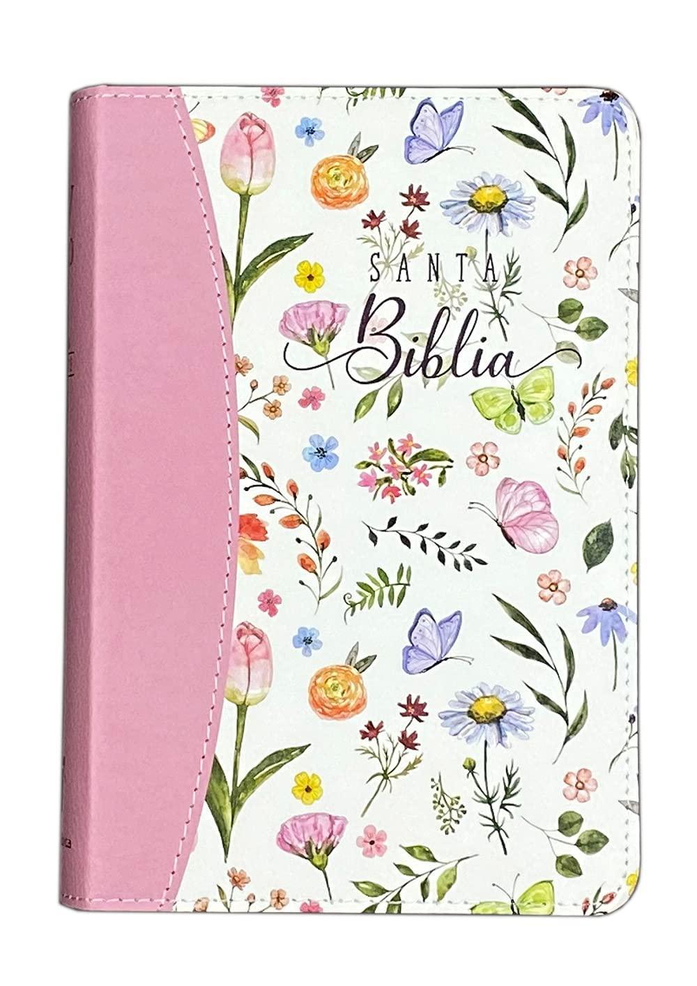 Biblia Compacta (portatil) Reina Valera 2020 para Mujer imit. piel mariposas rosa - Pura Vida Books