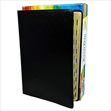 Biblia de Estudio Arco Iris Piel Fabricada Negra con Index Bonded Leather - Pura Vida Books