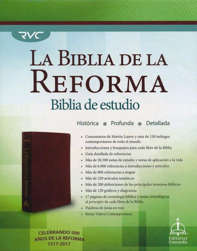 Biblia de Estudio de la Reforma RVC, Piel Gen. Marrón - Pura Vida Books
