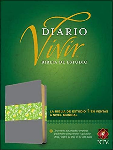 Biblia de estudio del diario vivir NTV (Letra Roja, SentiPiel, Gris/Verde, Índice) - Pura Vida Books