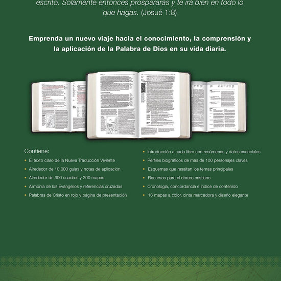 Biblia de estudio del diario vivir NTV (Letra Roja, SentiPiel, Gris/Verde, Índice) - Pura Vida Books