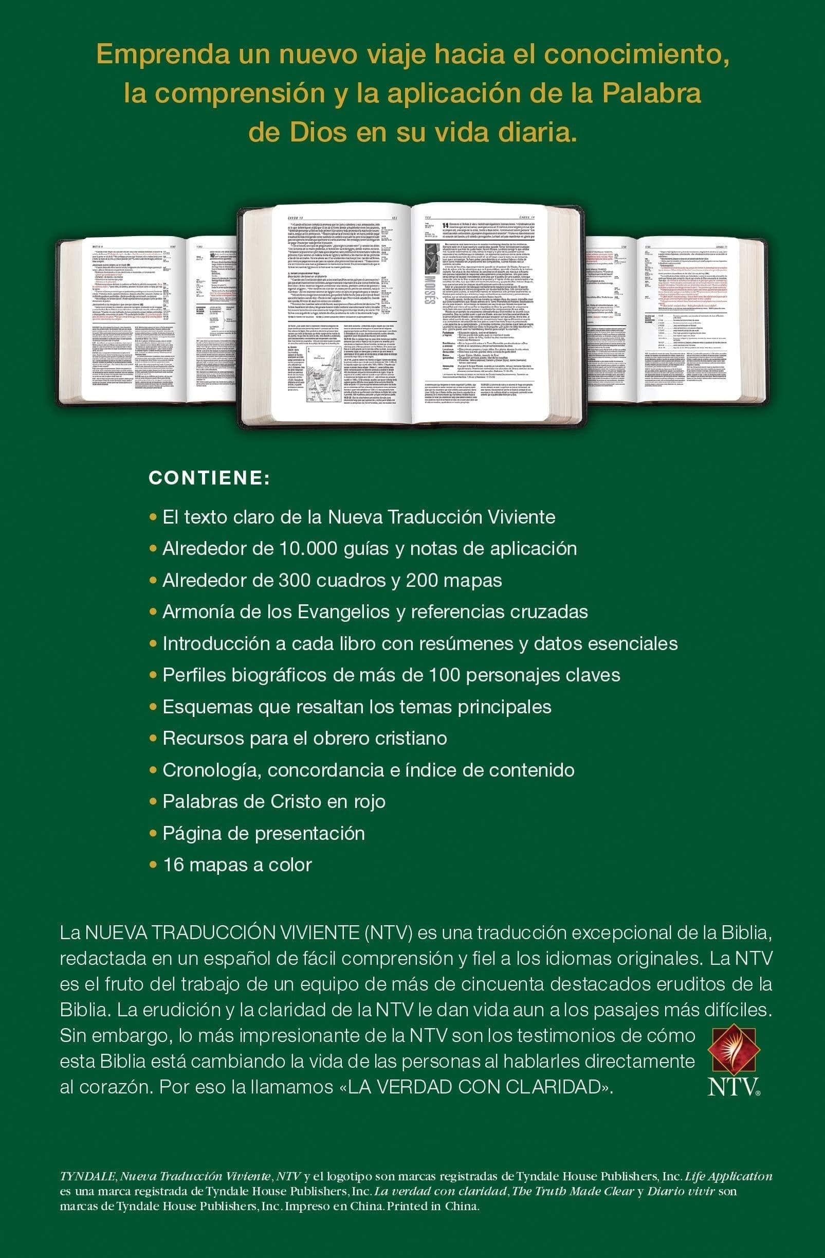 Biblia de estudio del diario vivir NTV, tamaño personal (Letra Roja, SentiPiel, Negro) - Pura Vida Books