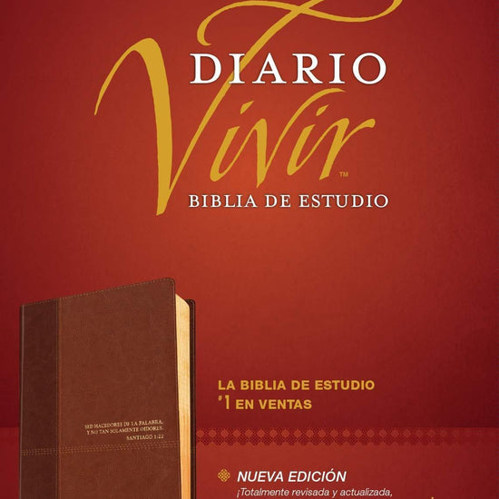 Biblia de estudio del diario vivir RVR60 (Letra Roja, SentiPiel, Café/Café claro, Índice) - Pura Vida Books