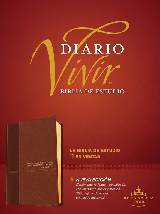 Biblia de estudio del diario vivir RVR60 (Letra Roja, SentiPiel, Café/Café claro, Índice) - Pura Vida Books