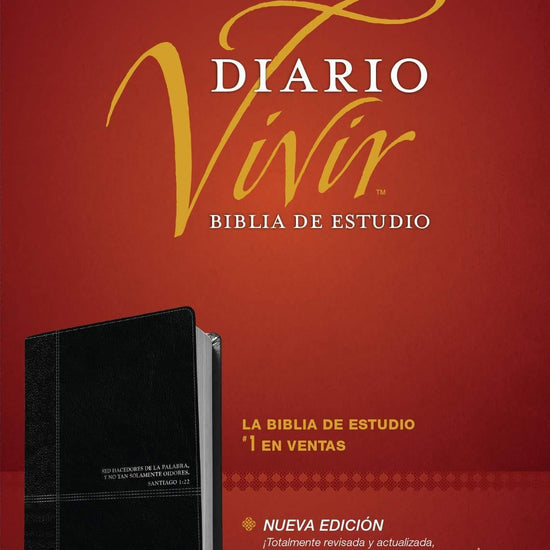 Biblia de estudio del diario vivir RVR60 (Letra Roja, SentiPiel, Negro/Ónice, Índice) - Pura Vida Books