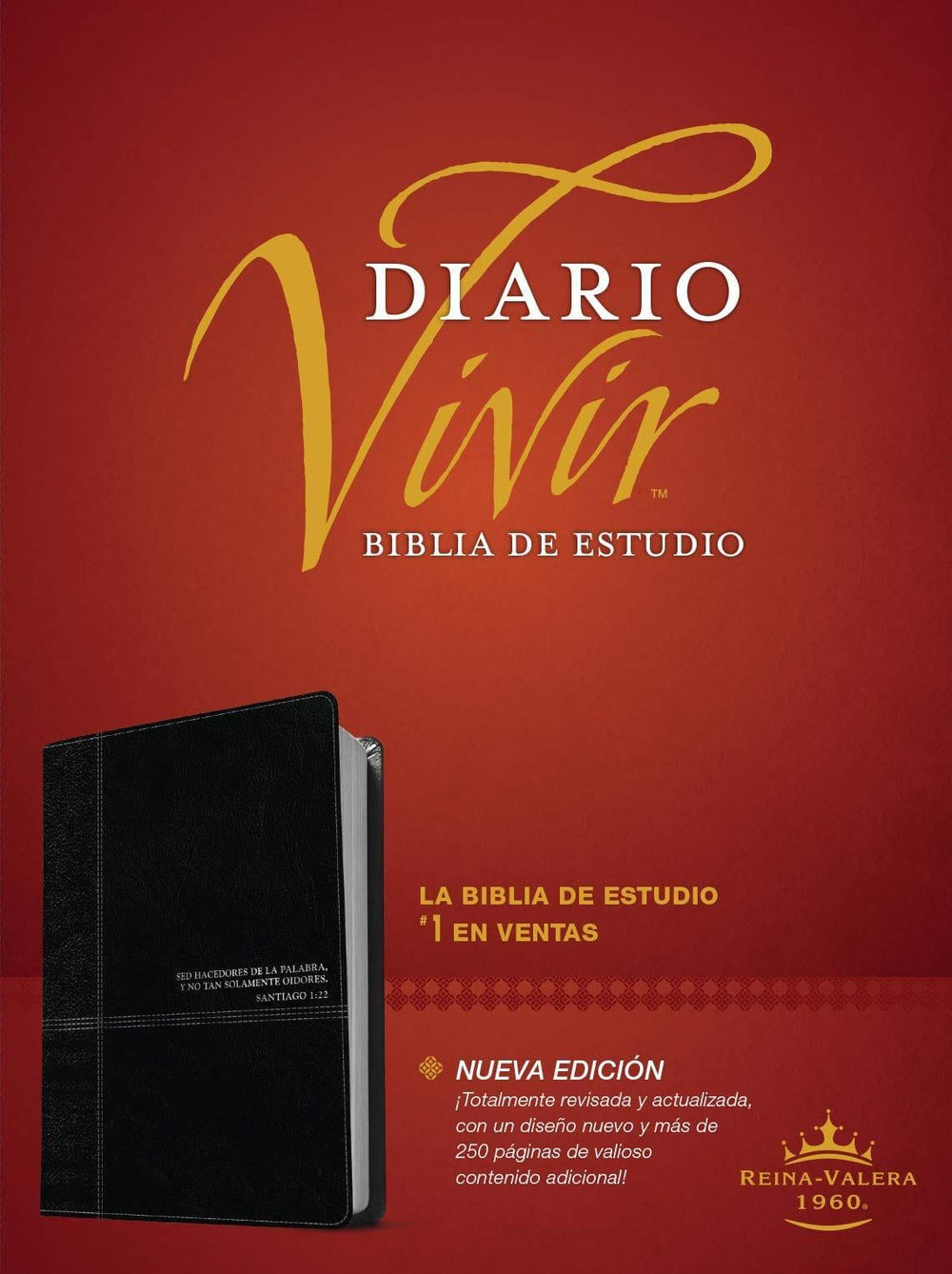 Biblia de estudio del diario vivir RVR60 (Letra Roja, SentiPiel, Negro/Ónice, Índice) - Pura Vida Books