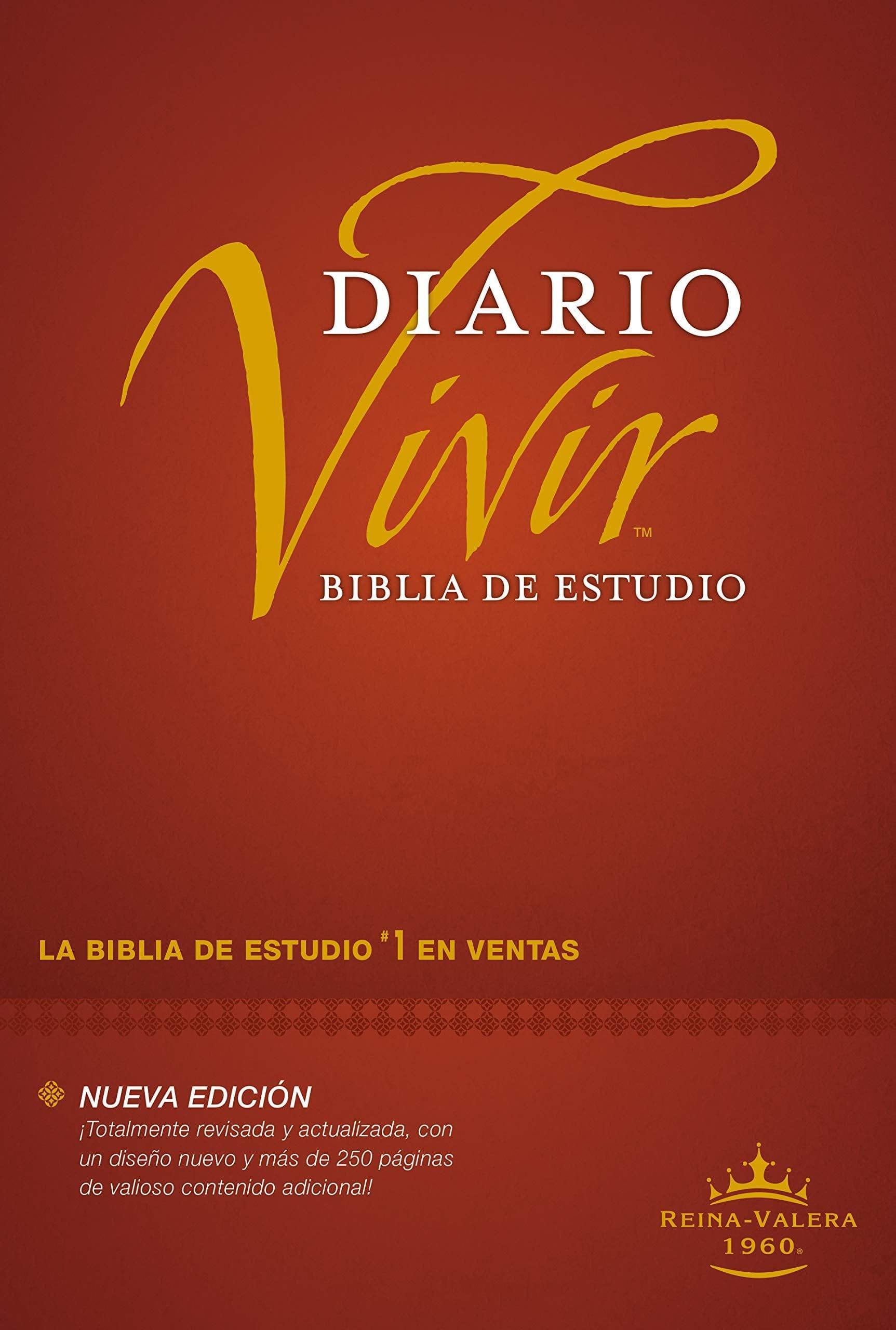 Biblia de estudio del diario vivir RVR60 (Letra Roja, Tapa dura, Vino tinto) - Pura Vida Books