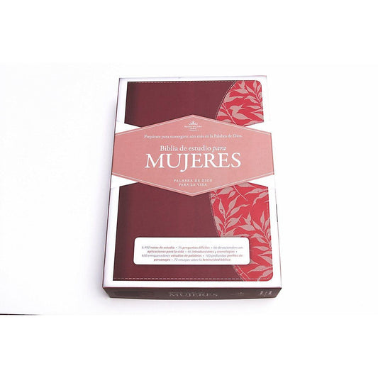 Biblia de Estudio para Mujeres, vino tinto/fucsia símil piel con índice RV60 - Pura Vida Books