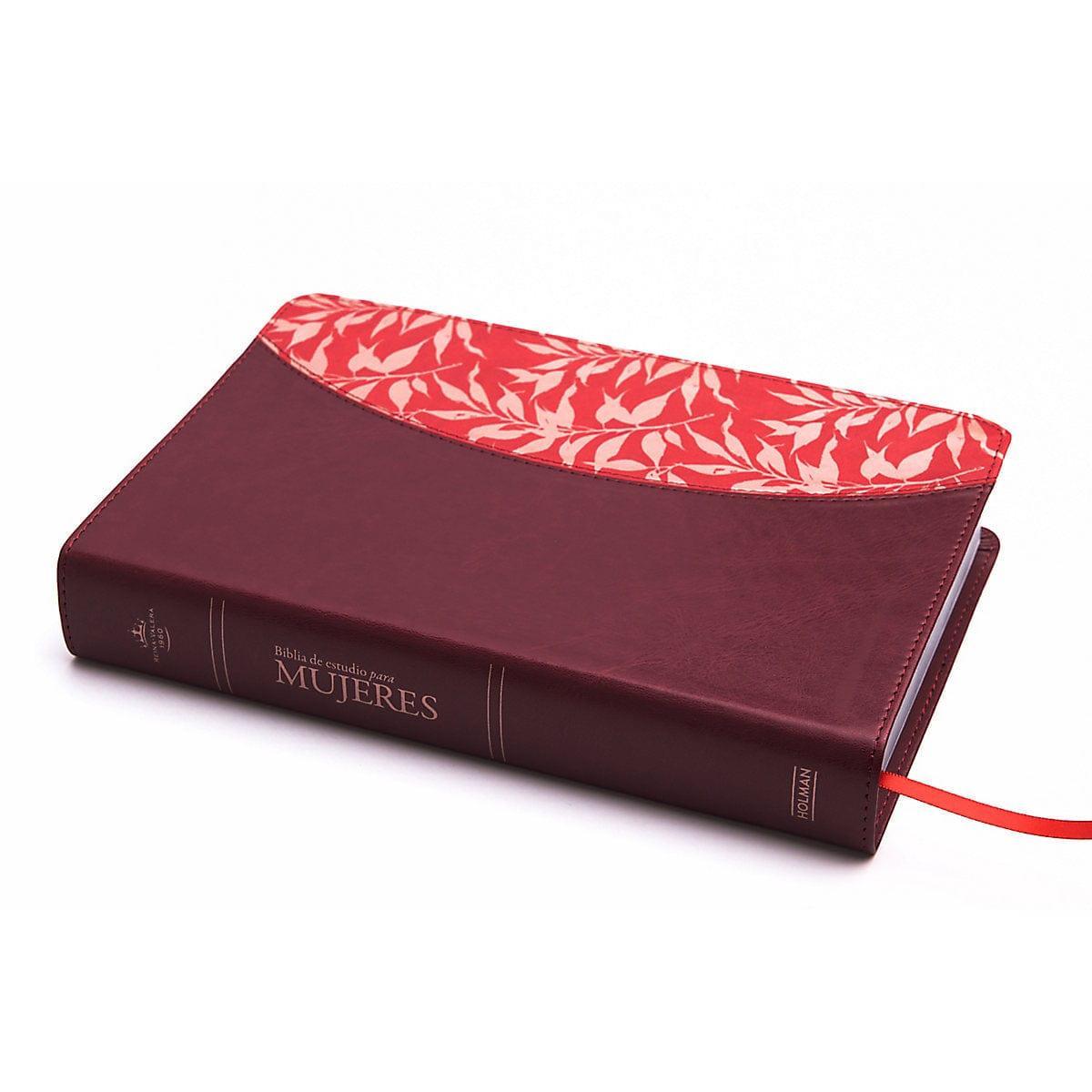 Biblia de Estudio para Mujeres, vino tinto/fucsia símil piel con índice RV60 - Pura Vida Books